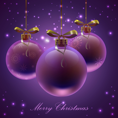Purple christmas ball with background vector 02 purple christmas background   