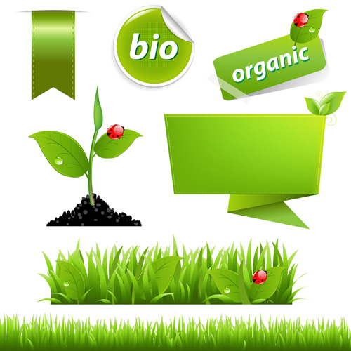 Eco with Bio elements of Stickers and icon vector 03 stickers sticker icon elements element eco bio   