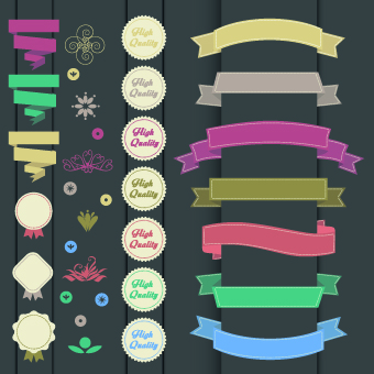Ribbons with labels Retro Style vector 03 ribbons ribbon Retro style Retro font labels label   