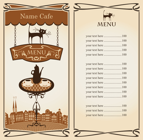 Vector of Vintage cafe menu background art 05 vintage menu cafe   