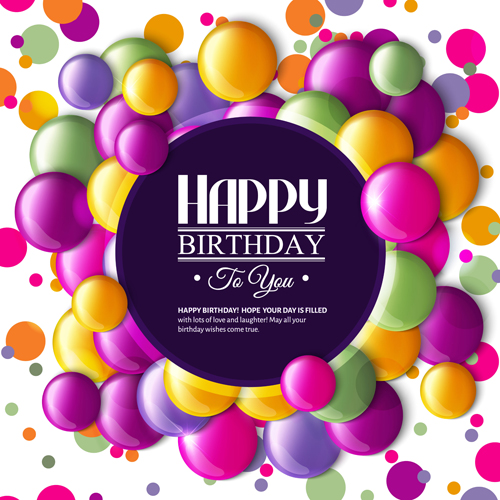 Birthday card with colored balloons vector 02 colored birthday balloons   