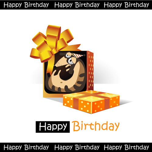 Funny cartoon character with birthday cards set vector 08 funny character cartoon birthday cards birthday   