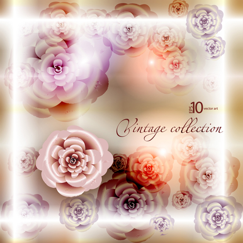 Elements of Vintage background with flowers vector graphics 05 vintage vector graphics flowers flower elements element   