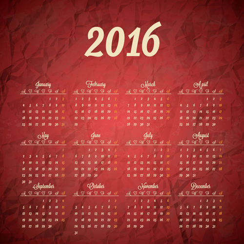 Company gird calendar 2016 set vectors 01 gird company calendar   