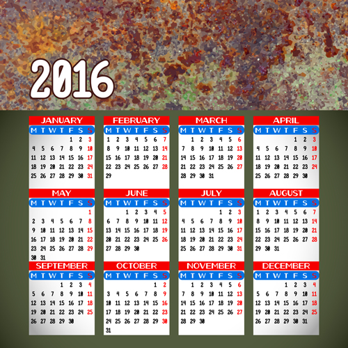 Company gird calendar 2016 set vectors 09 gird company calendar   