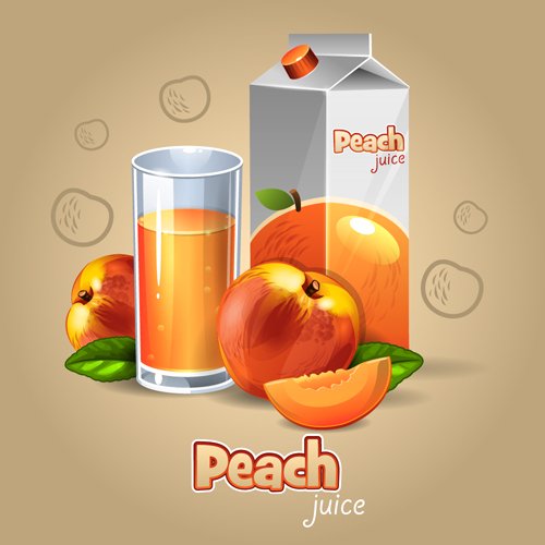 Peach juice pack with cup vector peach pack juice cup   