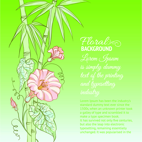 Bamboo with Flowers vector background 03 with Flowers Vector Background flowers flower bamboo background   
