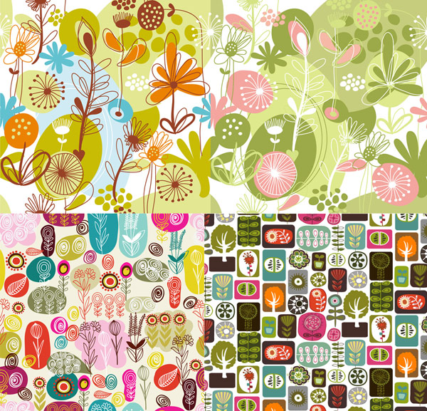 Lovely flowers and plants backgrounds vector graphic trees plants lovely flowers cartoon background   