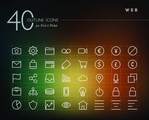 Creative web outline icons vector pack 02 web outline icons creative   