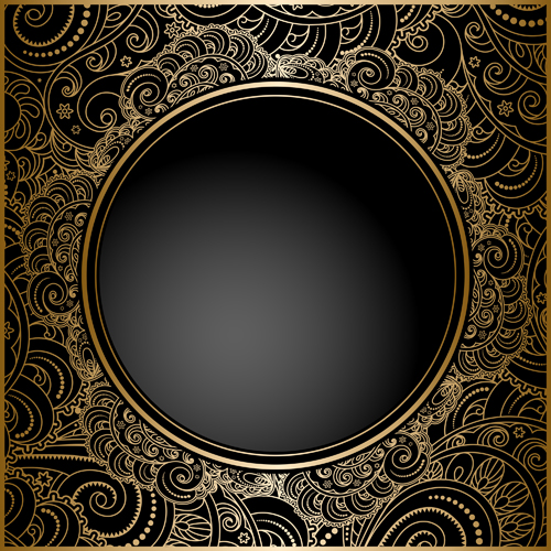 Black with golden vintage background art vector 02 vintage golden black background   