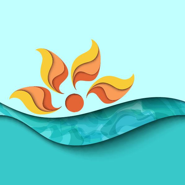 Summer and cartoon waves background vector 04 waves wave summer cartoon   