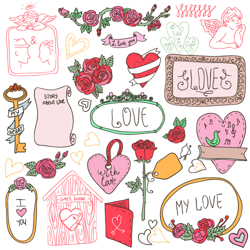 Hand drawn romantic frame with ornaments elements vector 05 romantic ornaments ornament hand-draw hand drawn frame elements element   