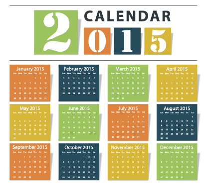 Grid calendar 2015 vector design 02 grid calendar 2015   