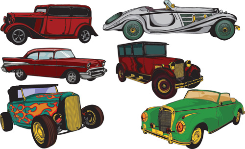 Creative retor cars vector material 01 vector material material creative cars   