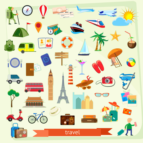 Vector Travel elements set 01 travel elements   