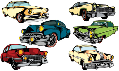 Creative retor cars vector material 02 vector material material creative car   