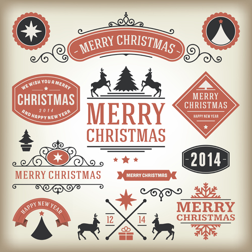 Vintage 2014 Christmas labels elements vector 02 vintage labels label elements element christmas 2014   