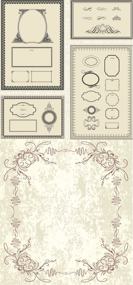 Antique decorative border vector frame decorative classical   