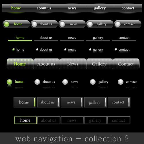 Web elements of Button and menu vector 02 web menu elements element button   