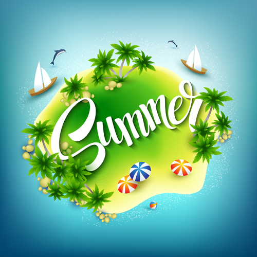 Beautiful sea island summer vector background summer sea island design beautiful background   