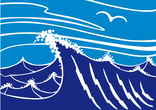 Sea Waves vector background set 02 waves sea   