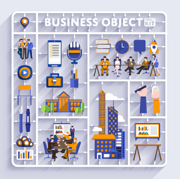 Business object flat vector design set 09 object flat business   