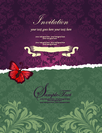 Floral retor Invitations background vector 04 invitation floral background vector background   