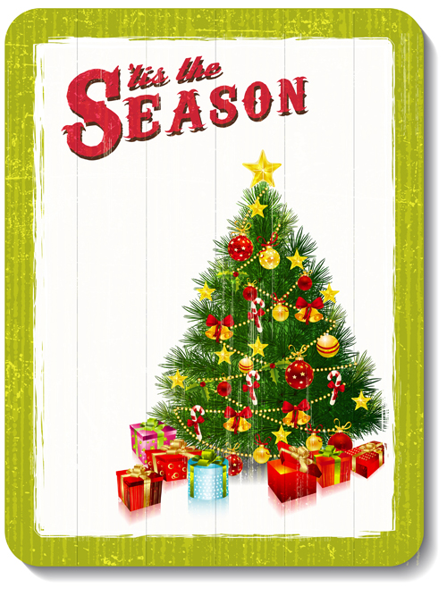 Retro Garbage Xmas card design vector set 04 xmas Retro font garbage card   