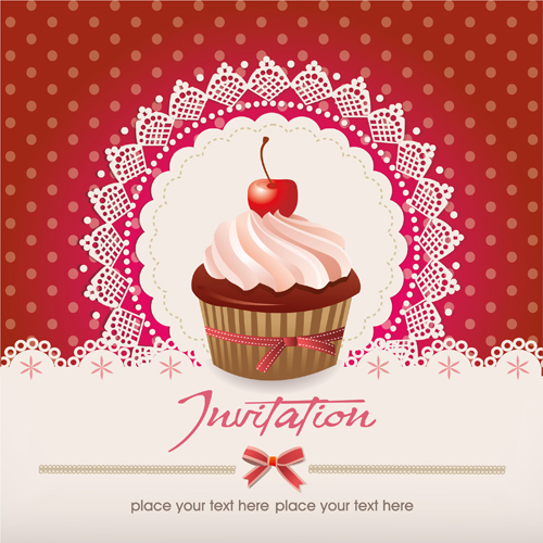 Cute cupcakes vector invitation cards 03 invitation cards invitation cupcake cards card   