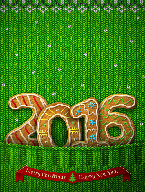 2016 christmas with new year and green fabric background vector year new green fabric christmas background 2016   