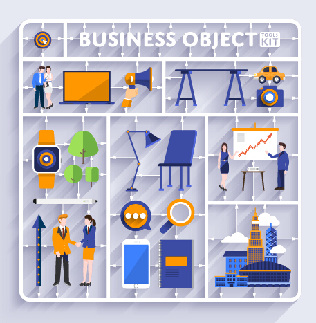 Business object flat vector design set 05 object flat business   
