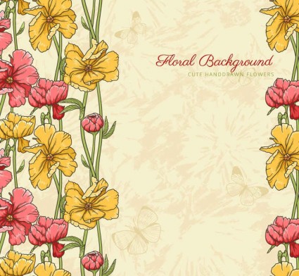 Vintage patterns flowers Illustration vector Retro font patterns illustration flowers background   