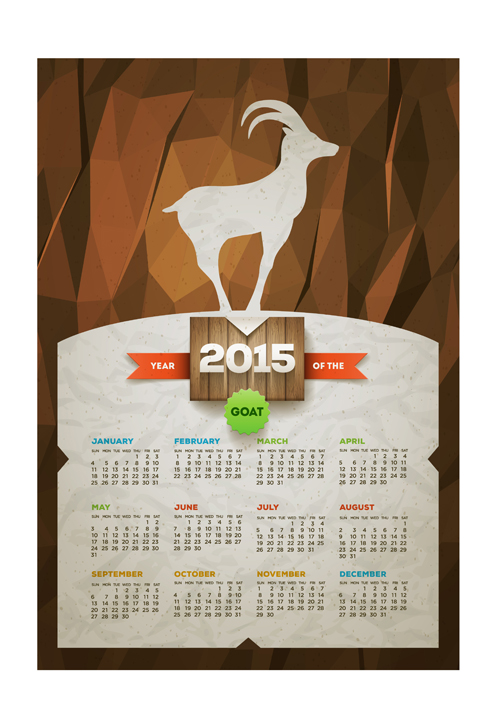 Retro style calendar 2015 graphics vector 03 Retro style Retro font calendar 2015   