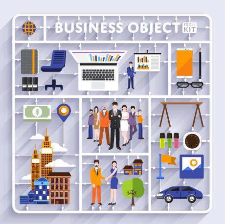 Business object flat vector design set 06 object flat business   