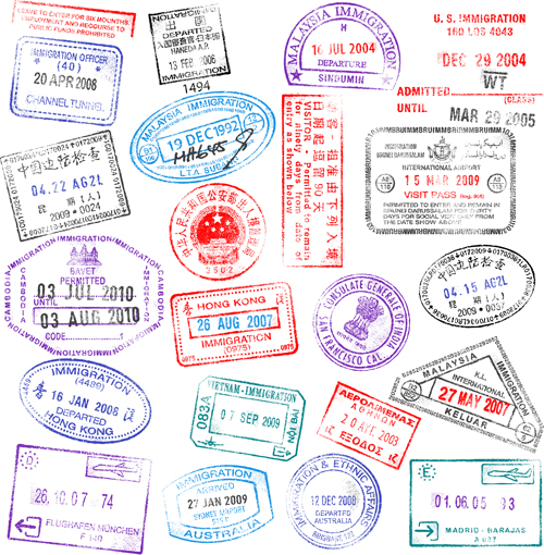 Vector Passport stamps design set 04 stamps stamp Passport stamps passport   