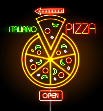 Pizza restaurants neon sign vector material 05 sign restaurant pizza neon   