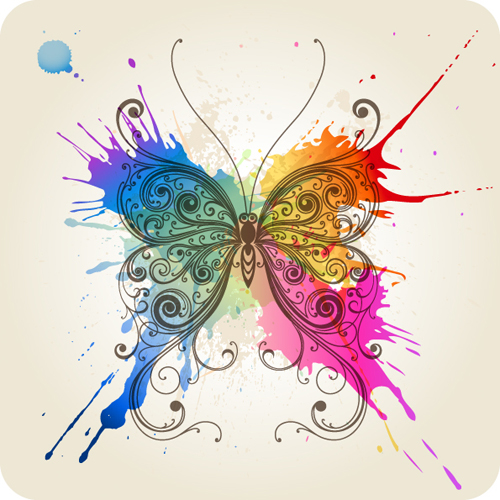 Colorful Abstract butterfly elements vector 02 elements element colorful butterfly abstract   