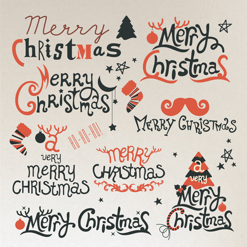 Creative christmas calligraphy design vector set 03 creative christmas Calligraphy font   