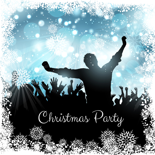 Christmas party background with people silhouetter vector 02 silhouetter people party christmas background   