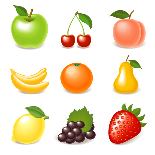 Elements of Various Glossy fruit vector 01 Various glossy fruit elements element   