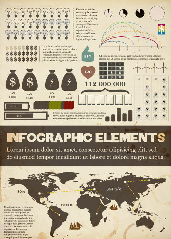 Set of Business infographics elements vector 01 infographics elements element business   