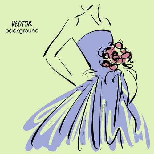 Hand drawn Fashion Woman background 04 woman hand-draw hand drawn fashion background   