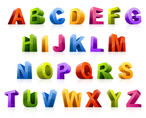 3D colorful alphabets design vector colorful alphabet 3d   