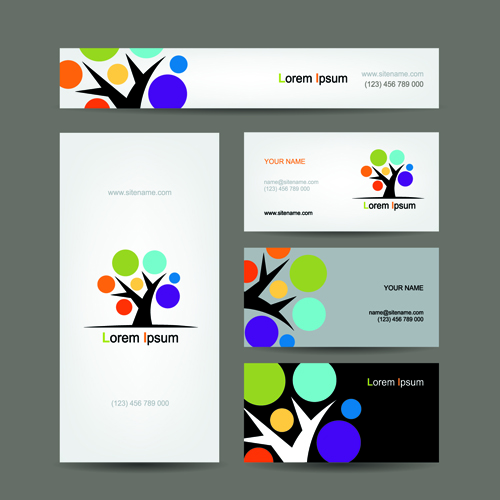 Colored tree business card vector tree colored card vector business   