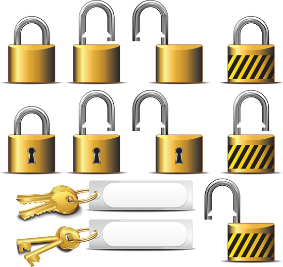 Different Golden Lock and Key vector lock key golden different   
