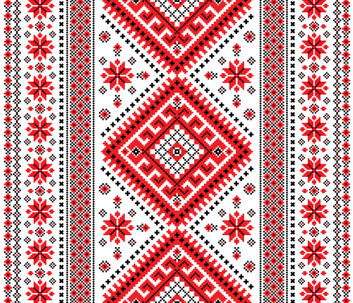 Ukrainian styles embroidery patterns vector set 04 Ukrainian pattern embroidery   