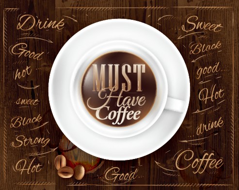 Creative coffee elements with wooden background vector 03 wooden wood elements element creative Coffee elements coffee background vector background   