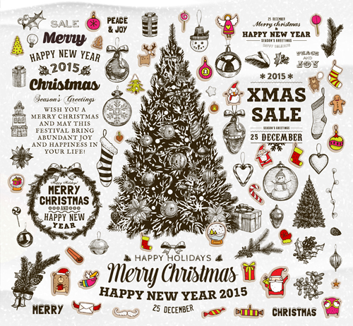 Christmas ornament elements and labels vector material 04 ornament material labels elements christmas   