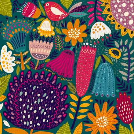 Cartoon spring tropical pattern background 02 spring pattern background pattern cartoon background   