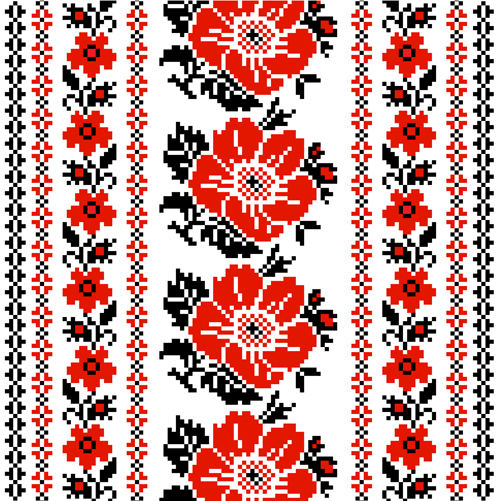 Ukrainian styles embroidery patterns vector set 03 Ukrainian patterns embroidery   